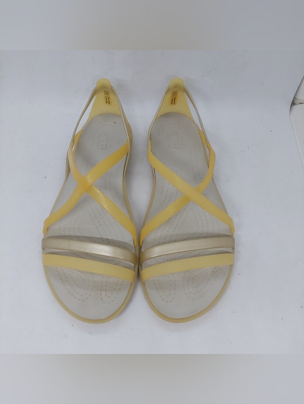 Crocs Isabella Sandals Strappy Yellow Jelly Slip-On Comfort Shoes Womens Size 7